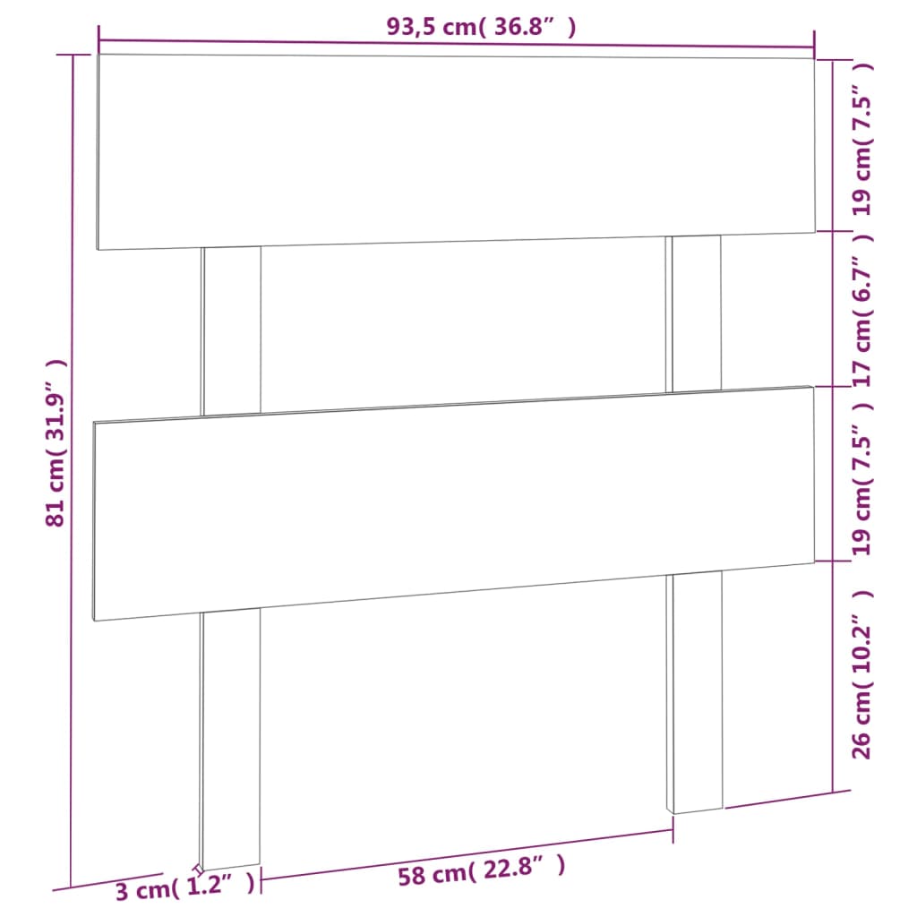 Hoofdbord 93,5x3x81 cm massief grenenhout grijs is nu te koop bij PeponiXL, paradijselijk wonen!