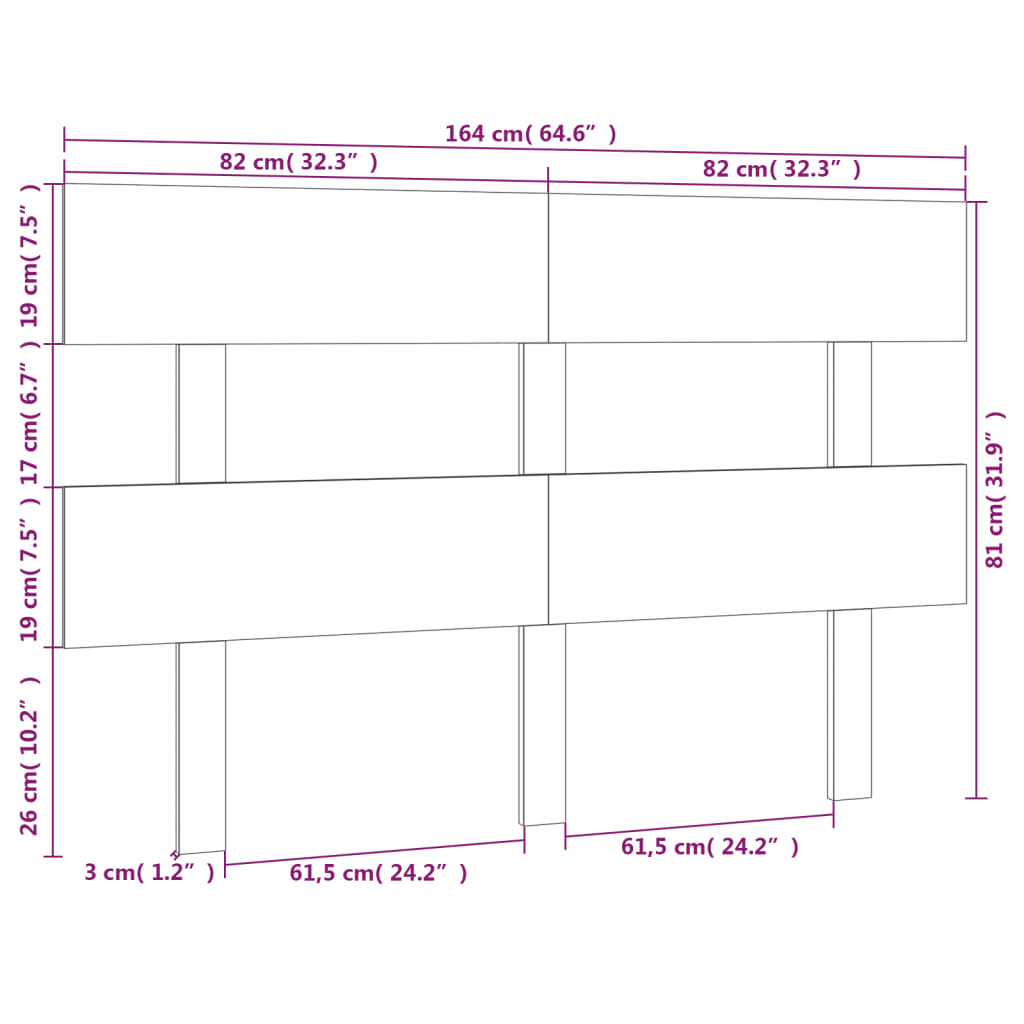 Hoofdbord 164x3x81 cm massief grenenhout zwart is nu te koop bij PeponiXL, paradijselijk wonen!