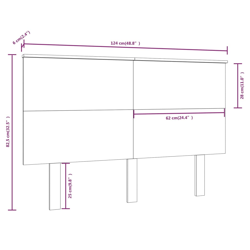 Hoofdbord 124x6x82,5 cm massief grenenhout zwart is nu te koop bij PeponiXL, paradijselijk wonen!