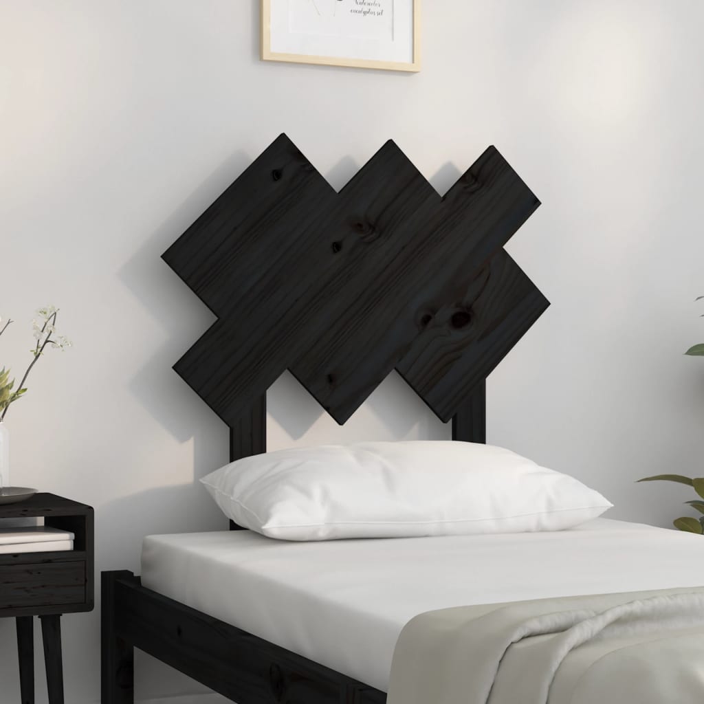 Hoofdbord 72,5x3x81 cm massief grenenhout zwart is nu te koop bij PeponiXL, paradijselijk wonen!