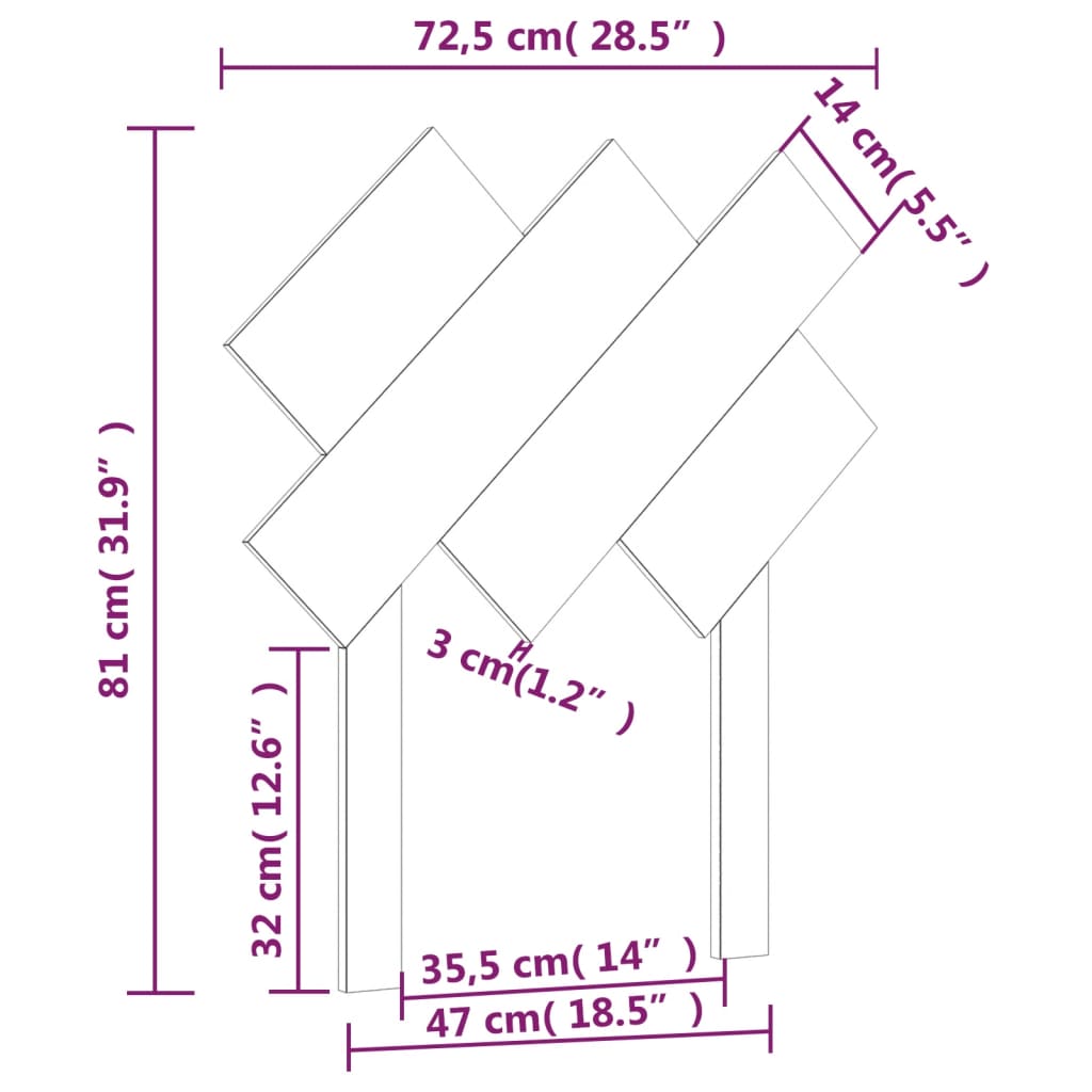 Hoofdbord 72,5x3x81 cm massief grenenhout zwart is nu te koop bij PeponiXL, paradijselijk wonen!
