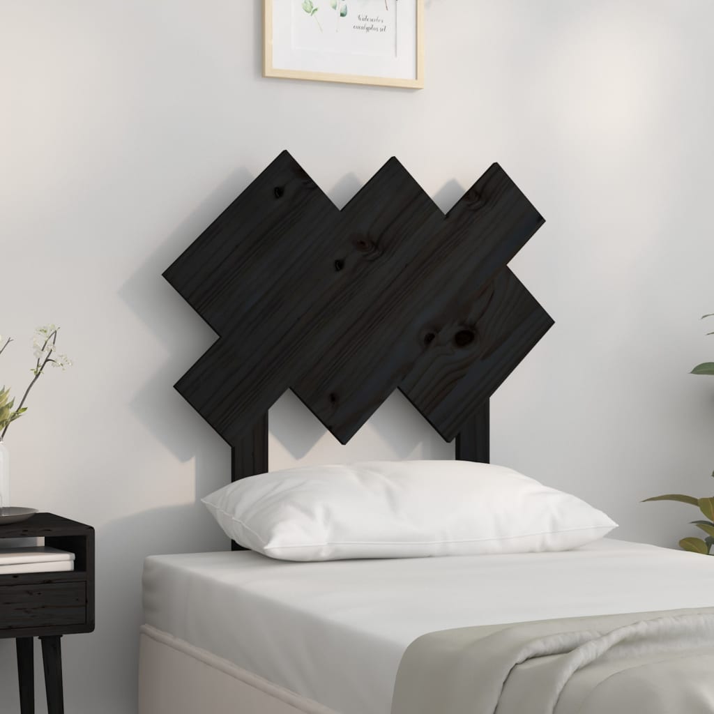 Hoofdbord 72,5x3x81 cm massief grenenhout zwart is nu te koop bij PeponiXL, paradijselijk wonen!