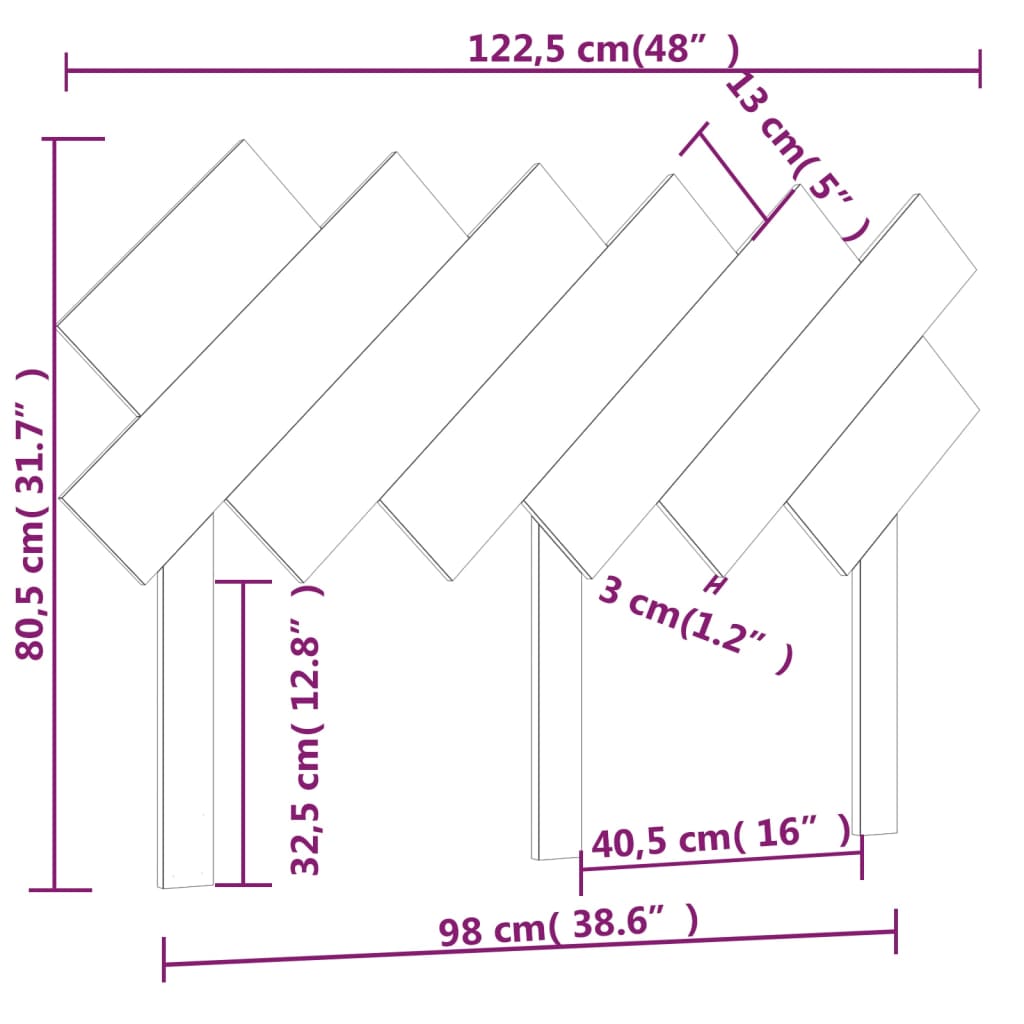 Hoofdbord 122,5x3x80,5 cm massief grenenhout grijs is nu te koop bij PeponiXL, paradijselijk wonen!