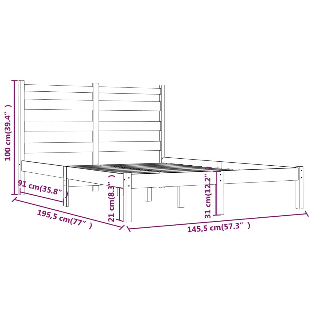 Bedframe massief grenenhout zwart 140x190 cm is nu te koop bij PeponiXL, paradijselijk wonen!