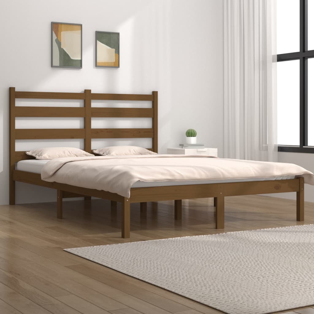 Bedframe massief grenenhout honingbruin 200x200 cm is nu te koop bij PeponiXL, paradijselijk wonen!