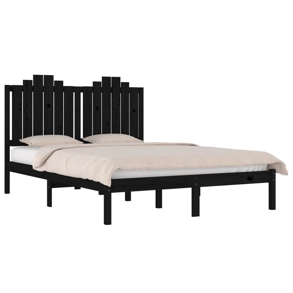 Bedframe massief grenenhout zwart 140x190 cm is nu te koop bij PeponiXL, paradijselijk wonen!