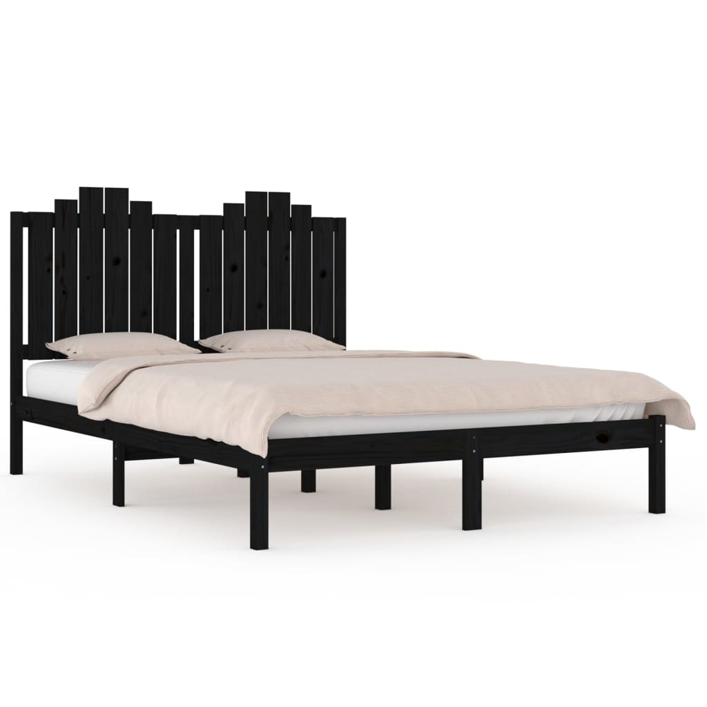 Bedframe massief grenenhout zwart 200x200 cm is nu te koop bij PeponiXL, paradijselijk wonen!
