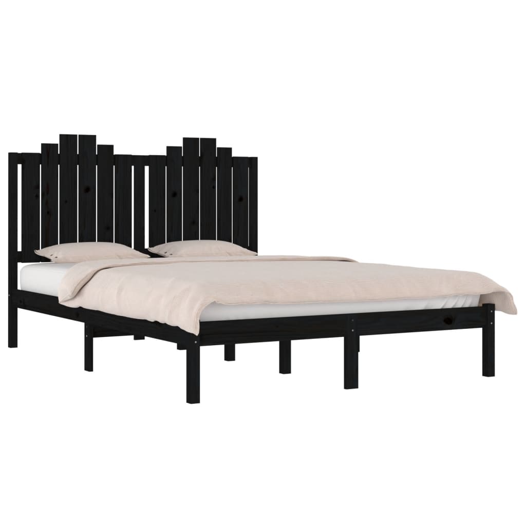 Bedframe massief grenenhout zwart 200x200 cm is nu te koop bij PeponiXL, paradijselijk wonen!