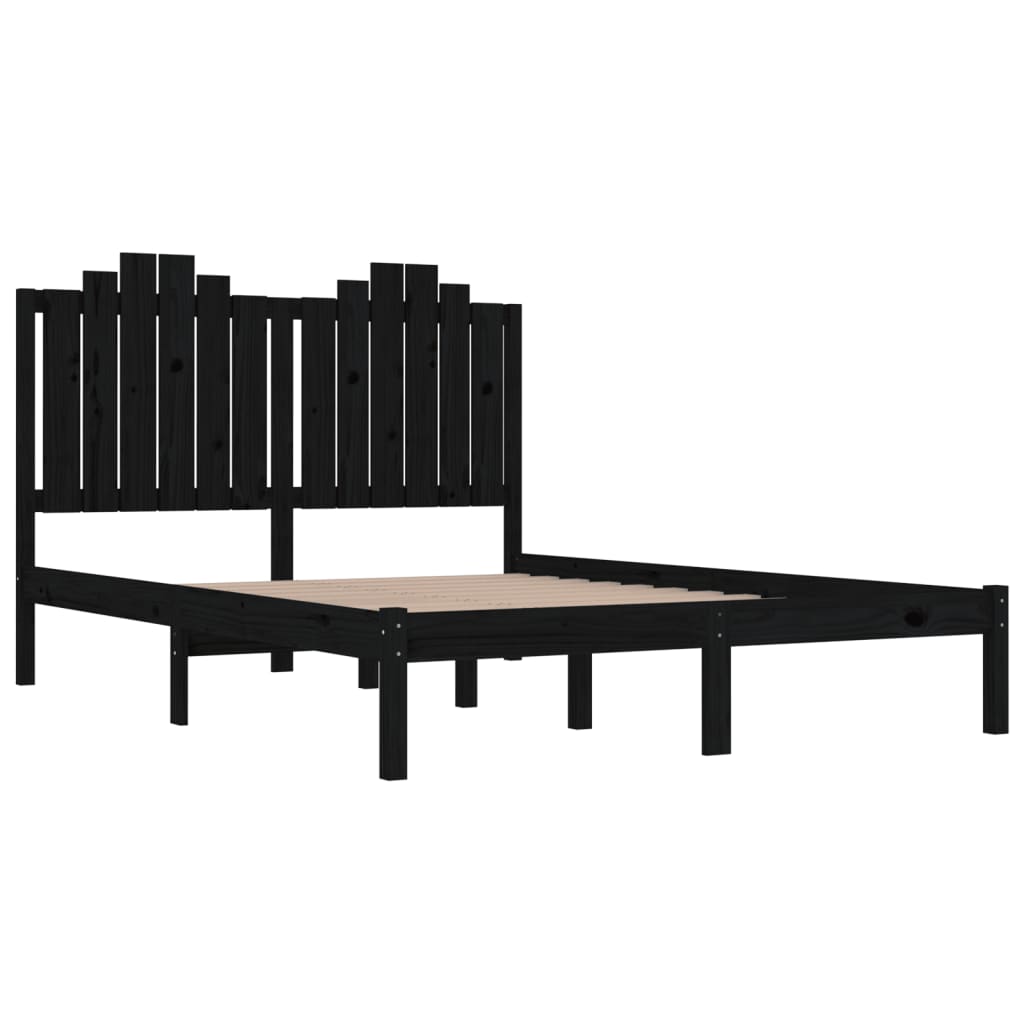 Bedframe massief grenenhout zwart 200x200 cm is nu te koop bij PeponiXL, paradijselijk wonen!