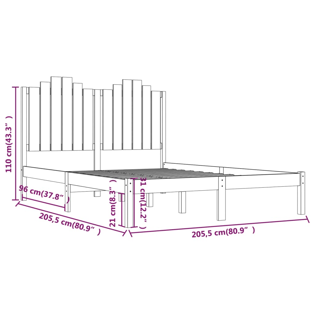 Bedframe massief grenenhout zwart 200x200 cm is nu te koop bij PeponiXL, paradijselijk wonen!