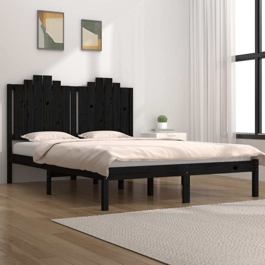 Bedframe massief grenenhout zwart 200x200 cm is nu te koop bij PeponiXL, paradijselijk wonen!