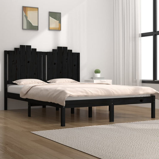Bedframe massief grenenhout zwart 200x200 cm is nu te koop bij PeponiXL, paradijselijk wonen!