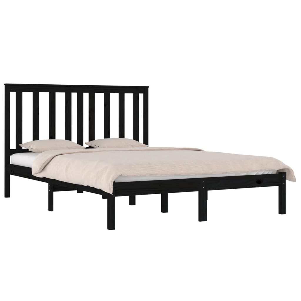 Bedframe massief grenenhout zwart 140x190 cm is nu te koop bij PeponiXL, paradijselijk wonen!