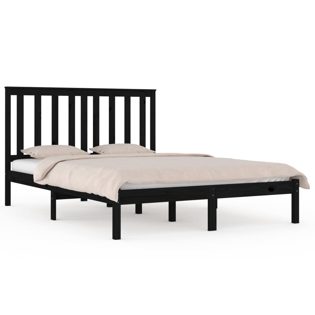 Bedframe massief grenenhout zwart 200x200 cm is nu te koop bij PeponiXL, paradijselijk wonen!