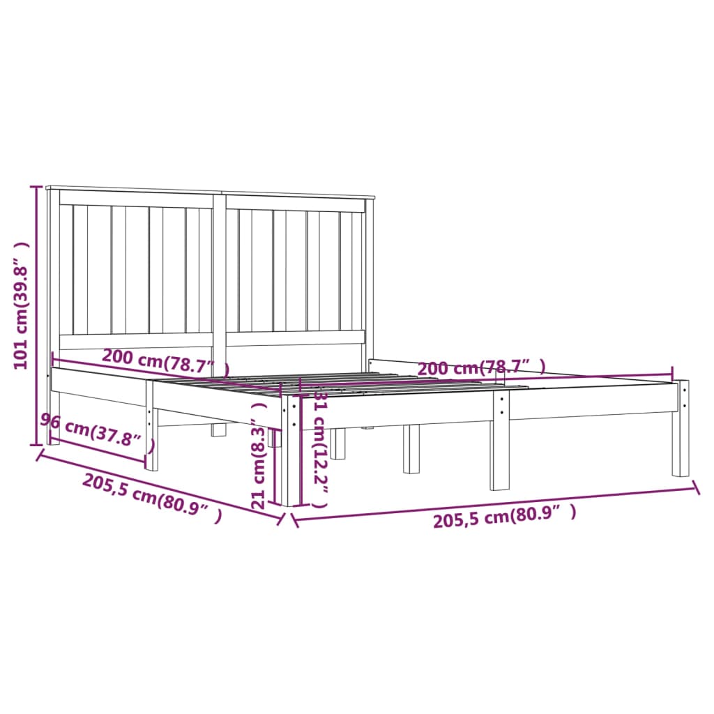 Bedframe massief grenenhout zwart 200x200 cm is nu te koop bij PeponiXL, paradijselijk wonen!
