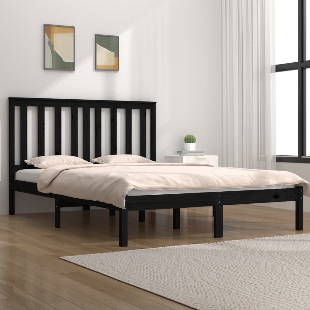 Bedframe massief grenenhout zwart 200x200 cm is nu te koop bij PeponiXL, paradijselijk wonen!