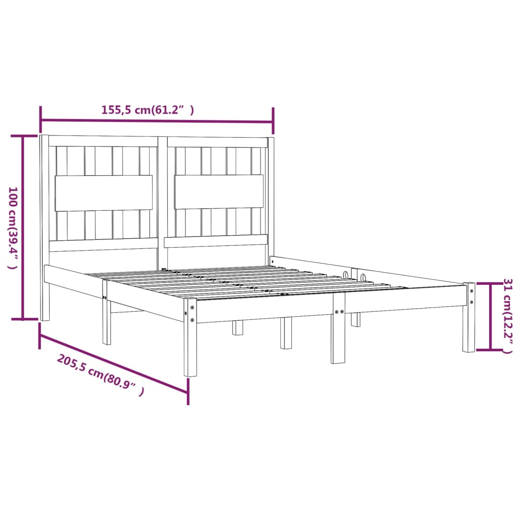 Bedframe massief grenenhout wit 150x200 cm is nu te koop bij PeponiXL, paradijselijk wonen!
