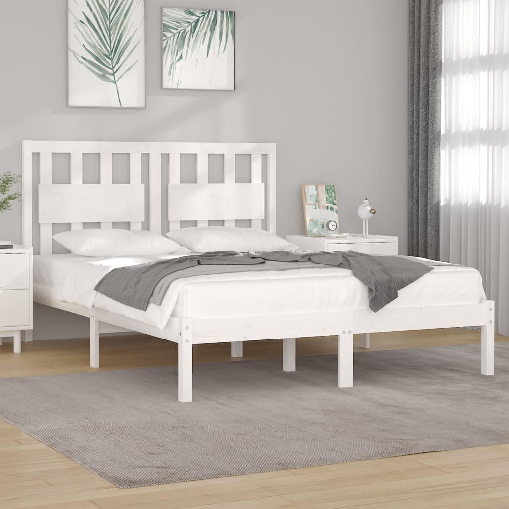 Bedframe massief grenenhout wit 200x200 cm is nu te koop bij PeponiXL, paradijselijk wonen!