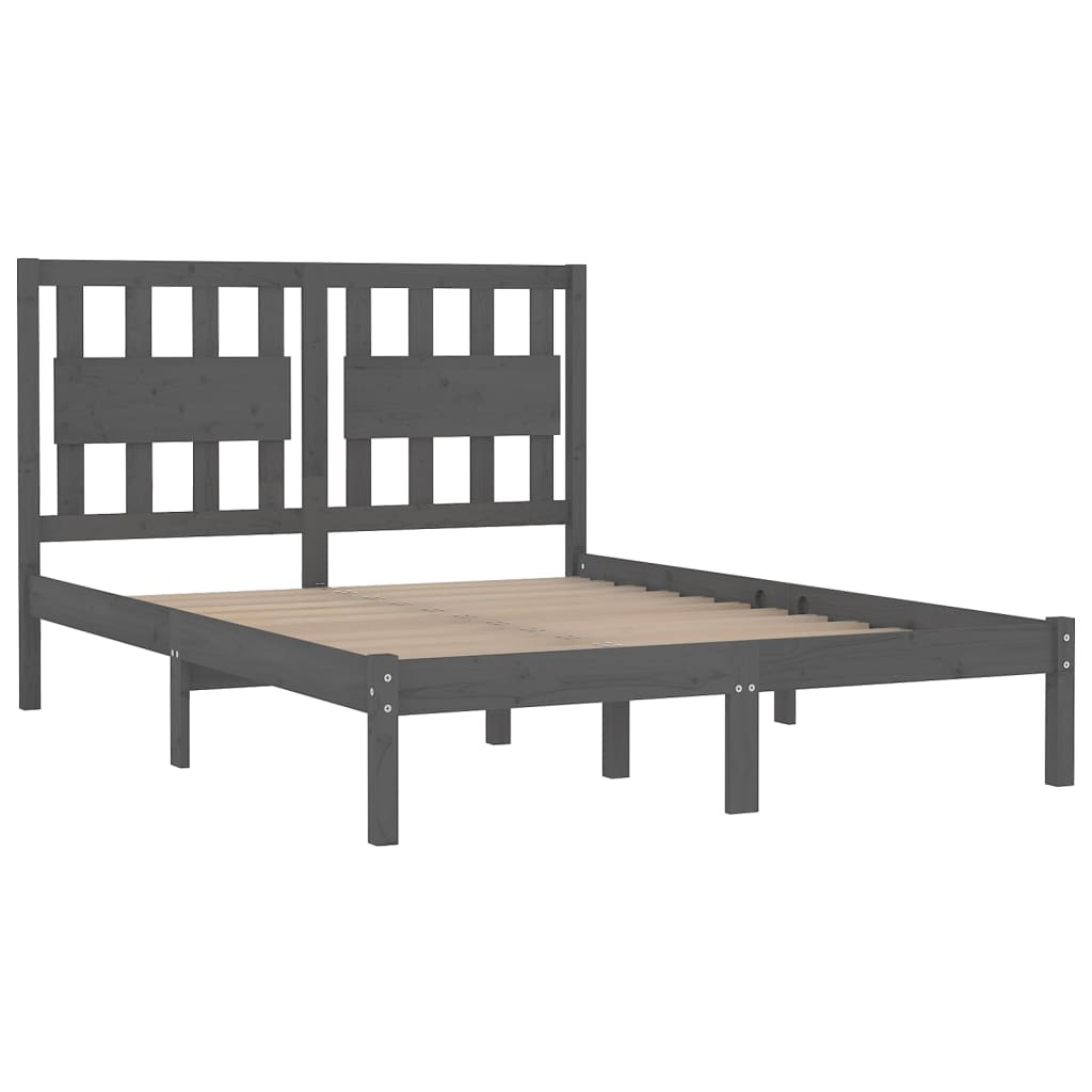 Bedframe massief grenenhout grijs 200x200 cm is nu te koop bij PeponiXL, paradijselijk wonen!