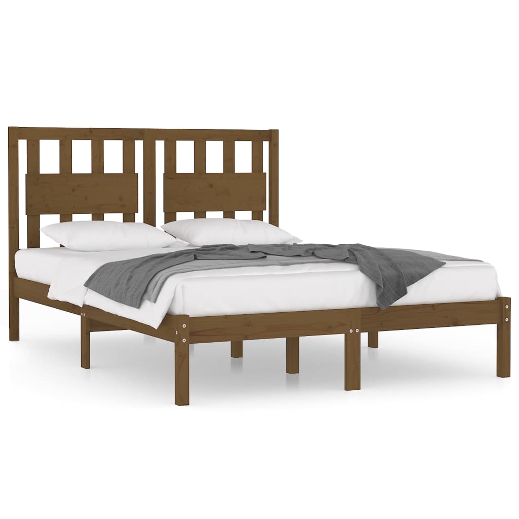 Bedframe massief grenenhout honingbruin 200x200 cm is nu te koop bij PeponiXL, paradijselijk wonen!