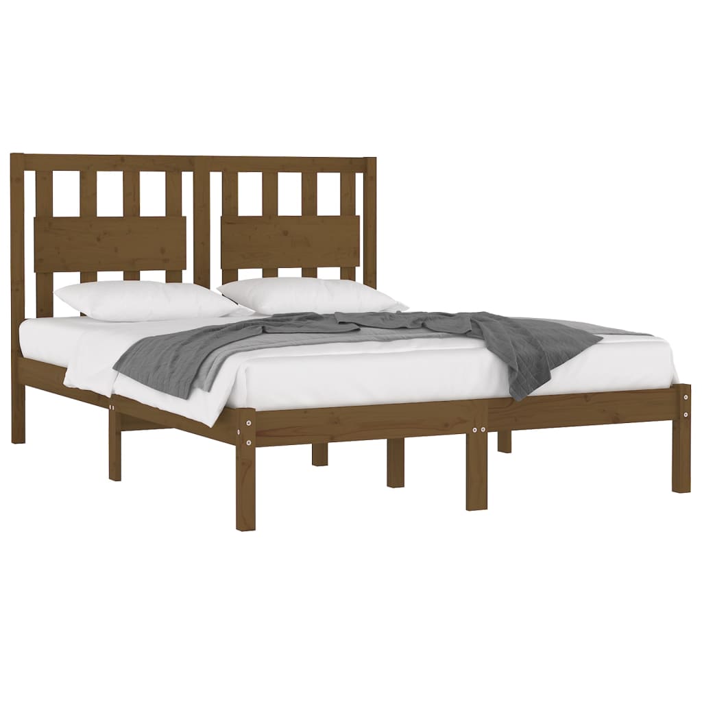 Bedframe massief grenenhout honingbruin 200x200 cm is nu te koop bij PeponiXL, paradijselijk wonen!