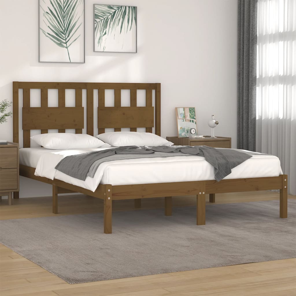 Bedframe massief grenenhout honingbruin 200x200 cm is nu te koop bij PeponiXL, paradijselijk wonen!