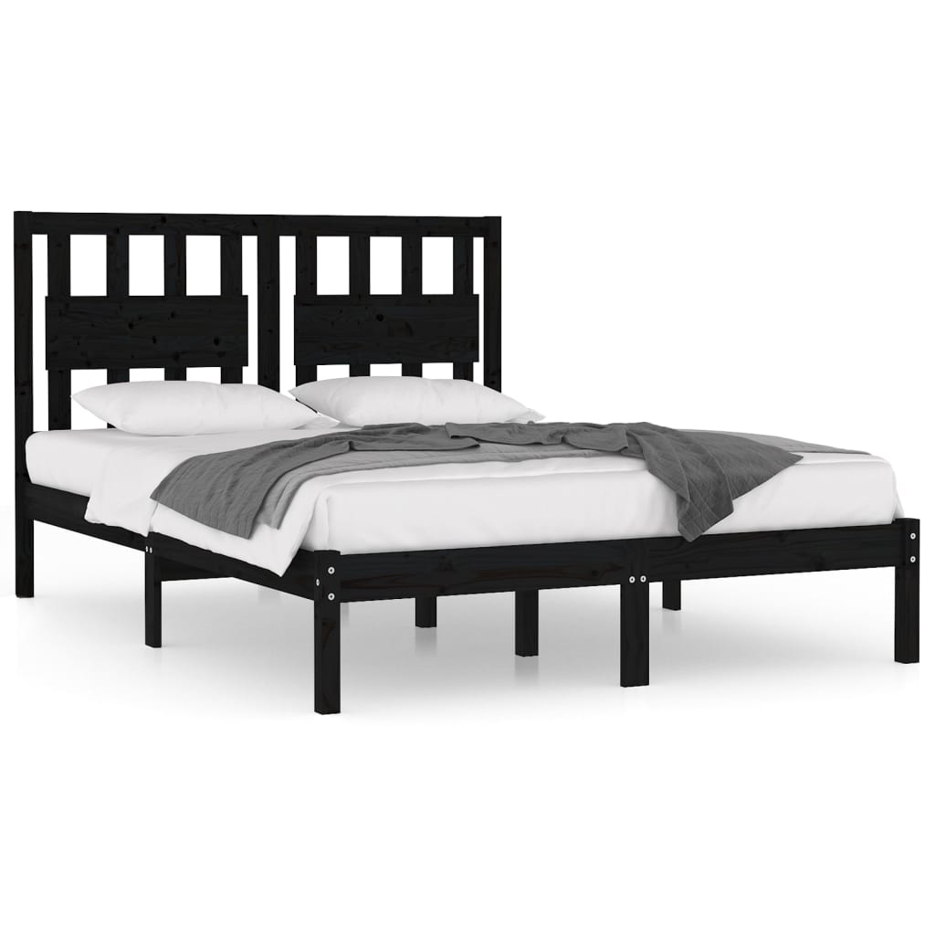 Bedframe massief grenenhout zwart 200x200 cm is nu te koop bij PeponiXL, paradijselijk wonen!