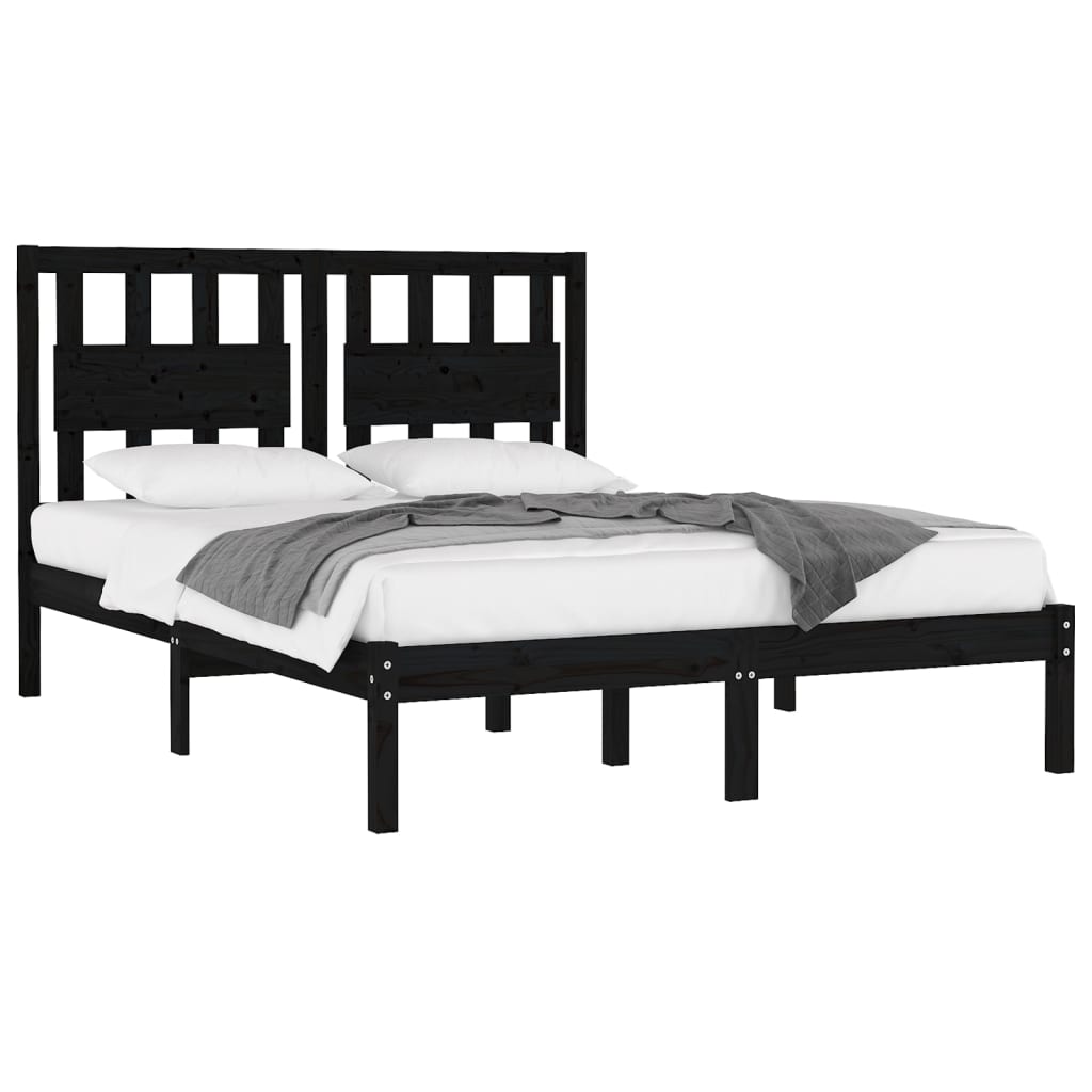 Bedframe massief grenenhout zwart 200x200 cm is nu te koop bij PeponiXL, paradijselijk wonen!