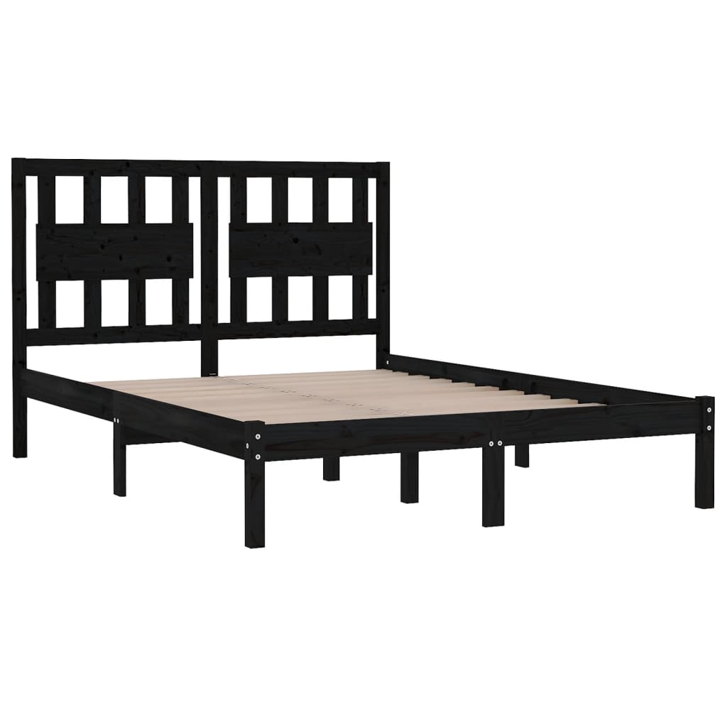Bedframe massief grenenhout zwart 200x200 cm is nu te koop bij PeponiXL, paradijselijk wonen!