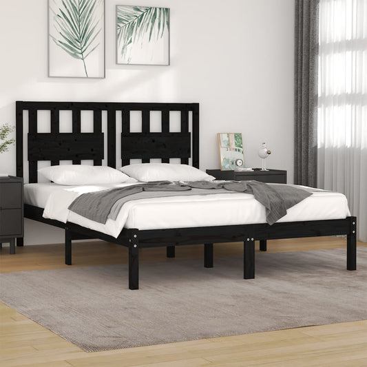 Bedframe massief grenenhout zwart 200x200 cm is nu te koop bij PeponiXL, paradijselijk wonen!