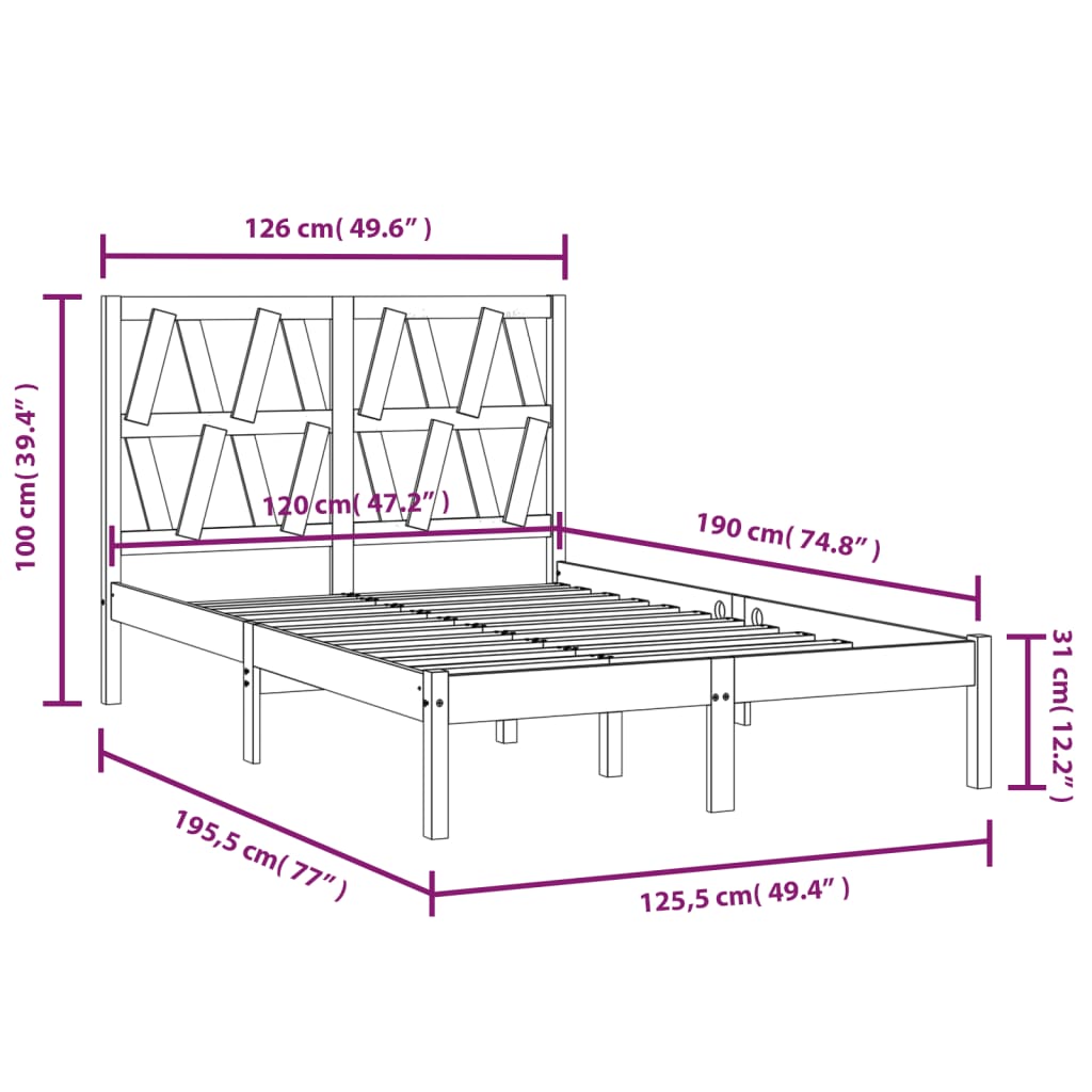 Bedframe massief grenenhout 120x190 cm is nu te koop bij PeponiXL, paradijselijk wonen!