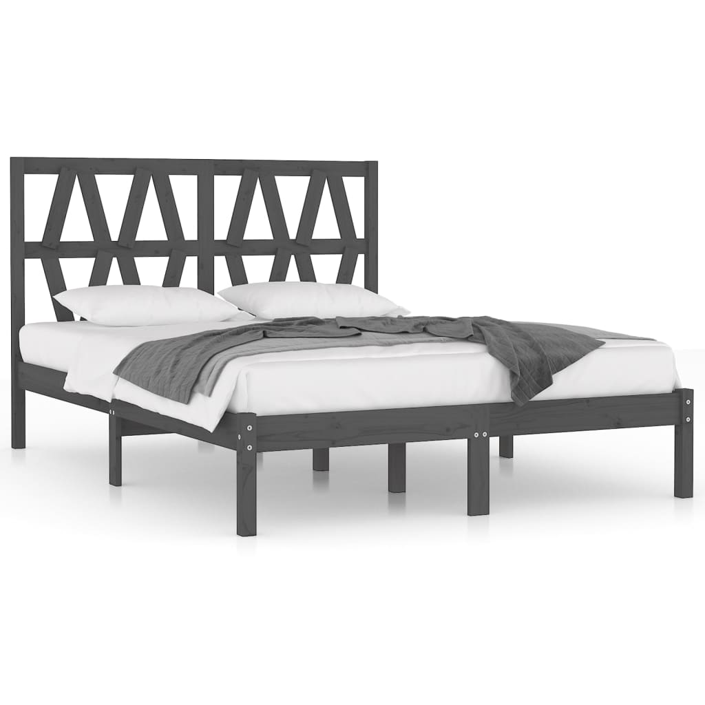Bedframe massief grenenhout grijs 200x200 cm is nu te koop bij PeponiXL, paradijselijk wonen!
