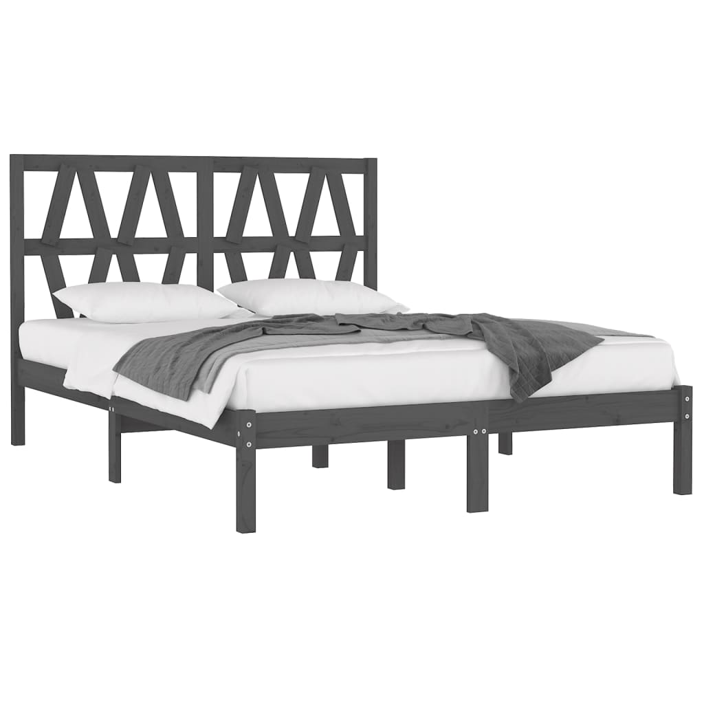 Bedframe massief grenenhout grijs 200x200 cm is nu te koop bij PeponiXL, paradijselijk wonen!