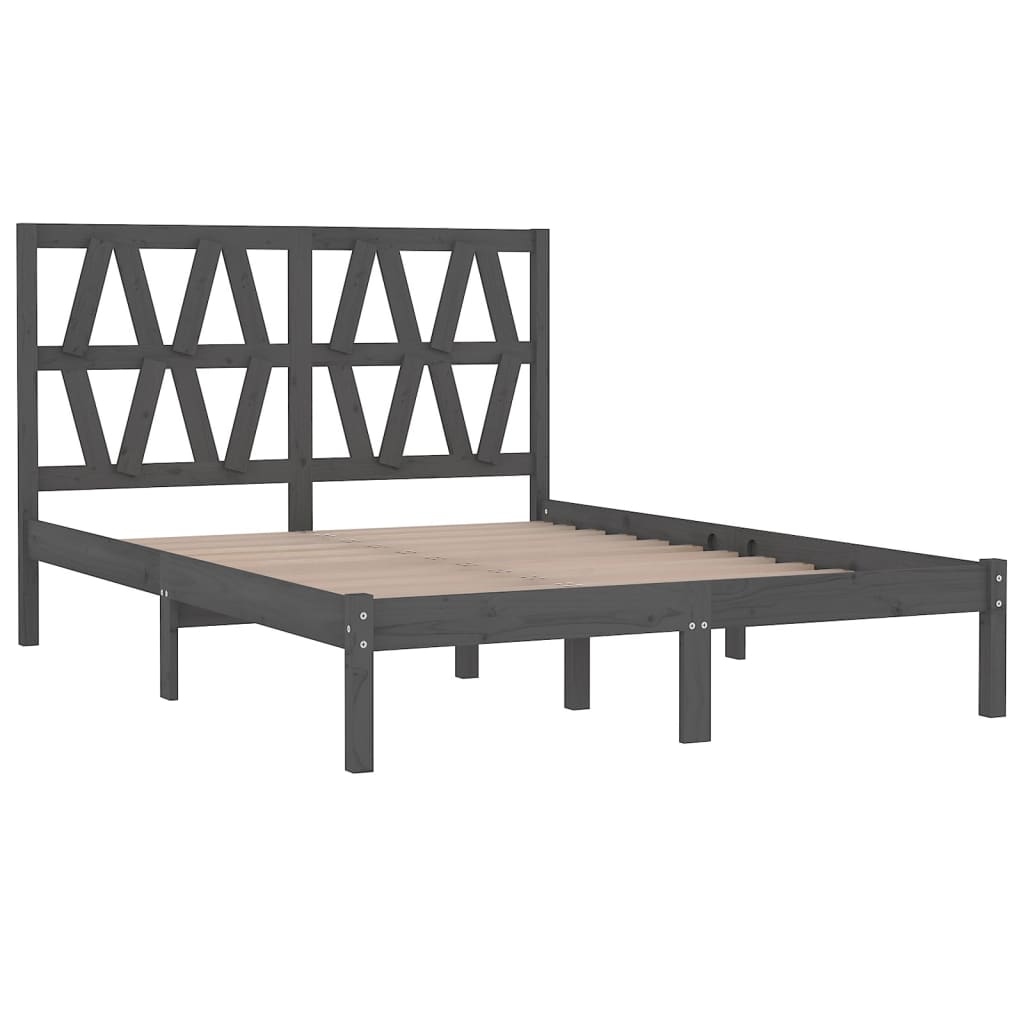 Bedframe massief grenenhout grijs 200x200 cm is nu te koop bij PeponiXL, paradijselijk wonen!