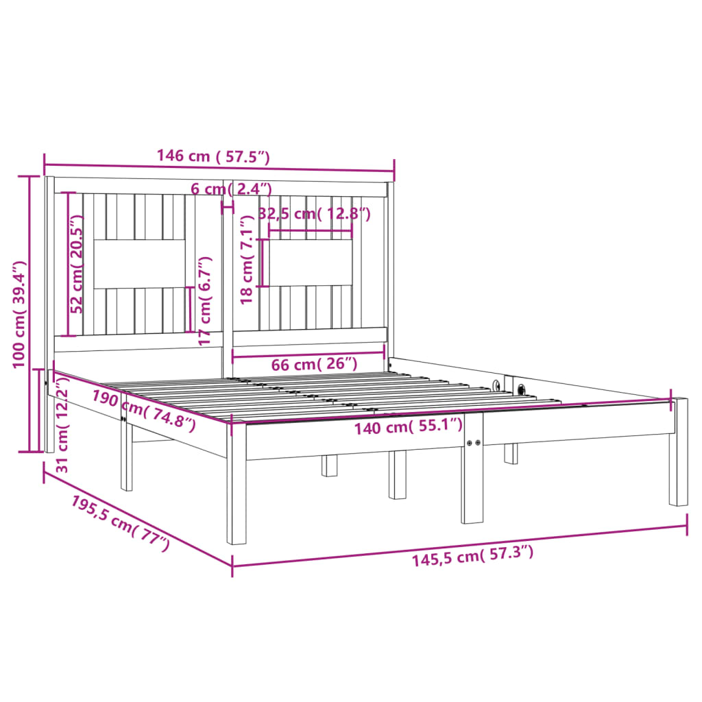 Bedframe massief grenenhout wit 140x190 cm is nu te koop bij PeponiXL, paradijselijk wonen!