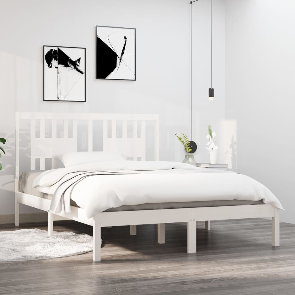 Bedframe massief grenenhout wit 140x190 cm is nu te koop bij PeponiXL, paradijselijk wonen!