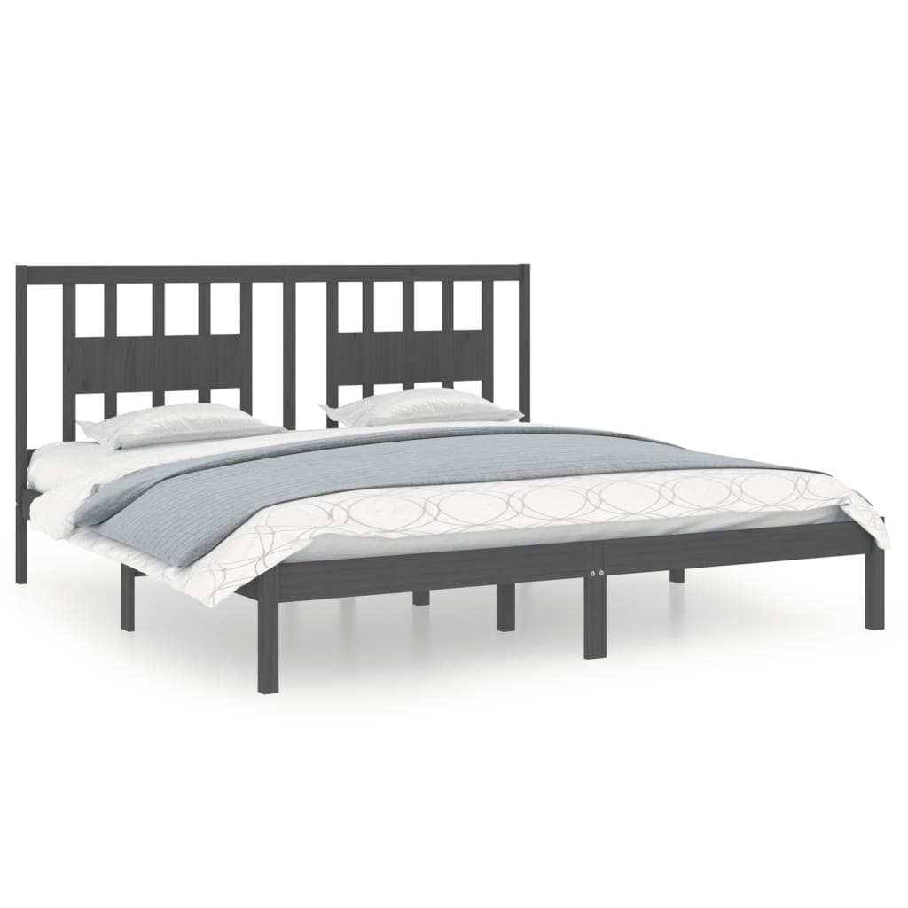 Bedframe massief grenenhout grijs 200x200 cm is nu te koop bij PeponiXL, paradijselijk wonen!