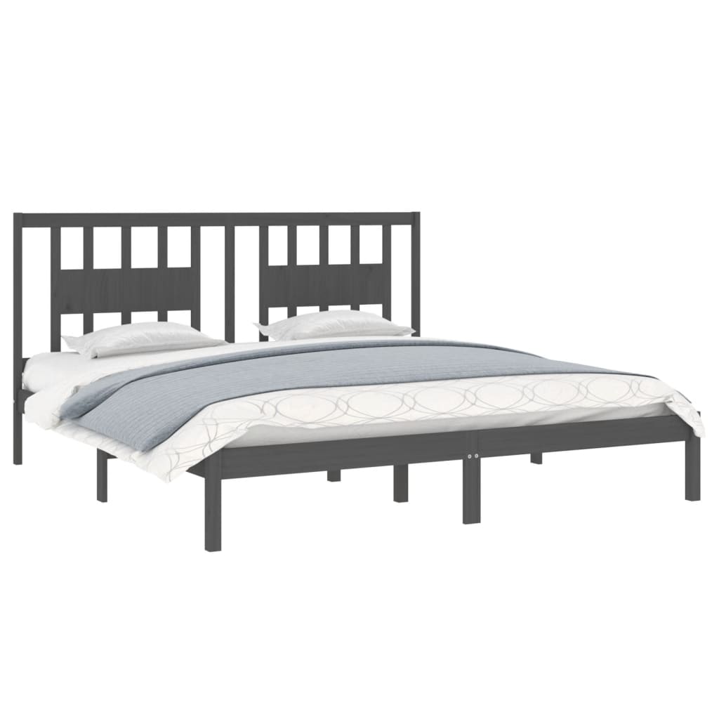 Bedframe massief grenenhout grijs 200x200 cm is nu te koop bij PeponiXL, paradijselijk wonen!