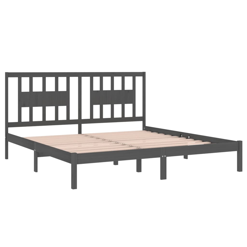 Bedframe massief grenenhout grijs 200x200 cm is nu te koop bij PeponiXL, paradijselijk wonen!