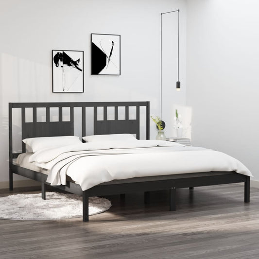 Bedframe massief grenenhout grijs 200x200 cm is nu te koop bij PeponiXL, paradijselijk wonen!