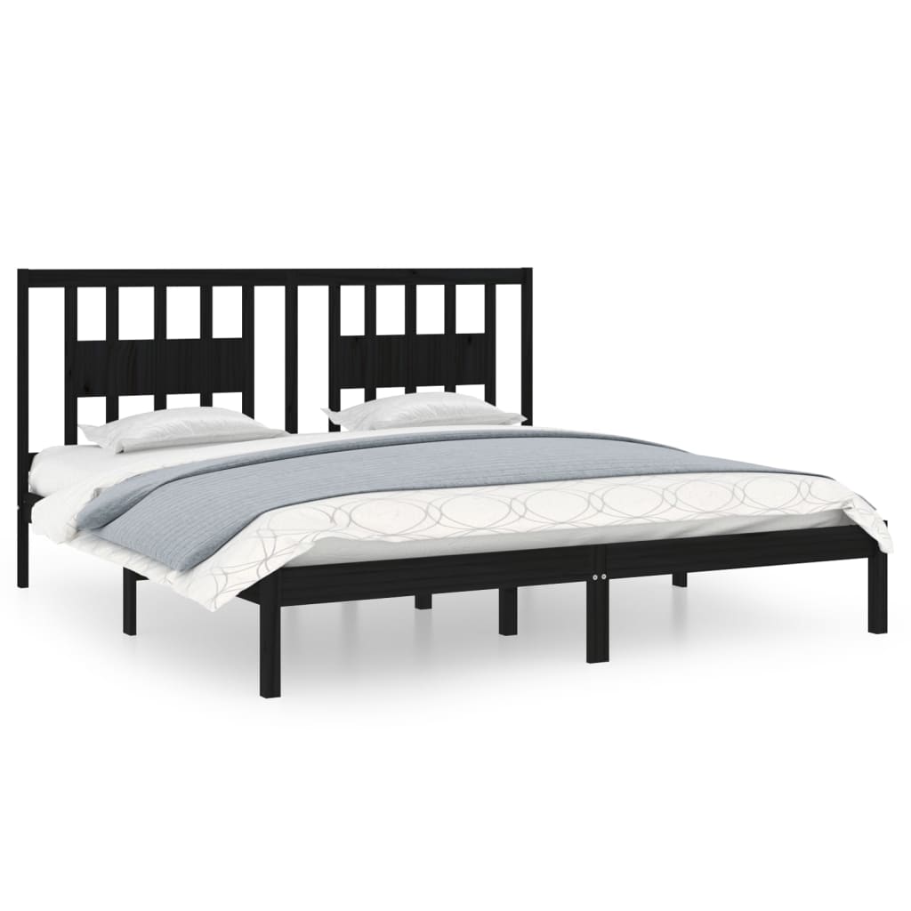 Bedframe massief grenenhout zwart 200x200 cm is nu te koop bij PeponiXL, paradijselijk wonen!