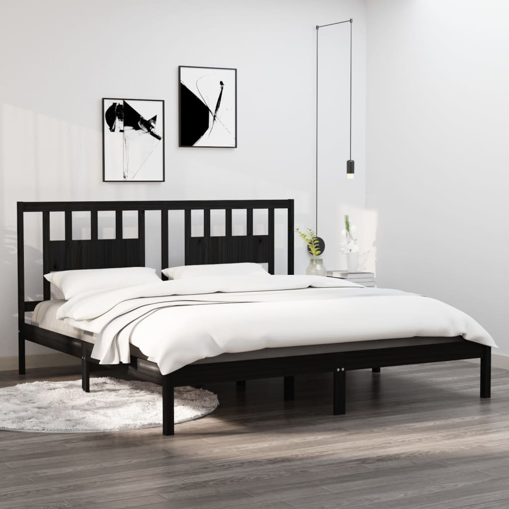 Bedframe massief grenenhout zwart 200x200 cm is nu te koop bij PeponiXL, paradijselijk wonen!