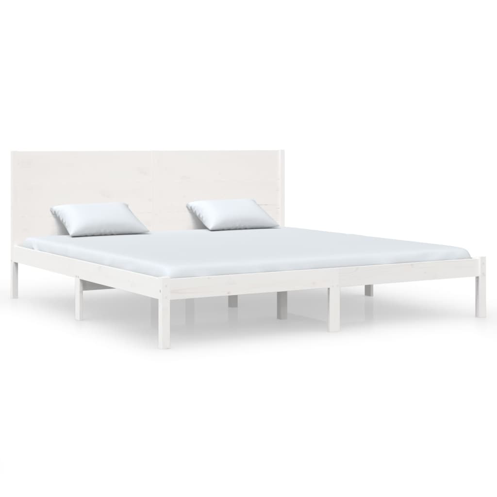 Bedframe zonder matras massief grenenhout wit 200x200 cm is nu te koop bij PeponiXL, paradijselijk wonen!