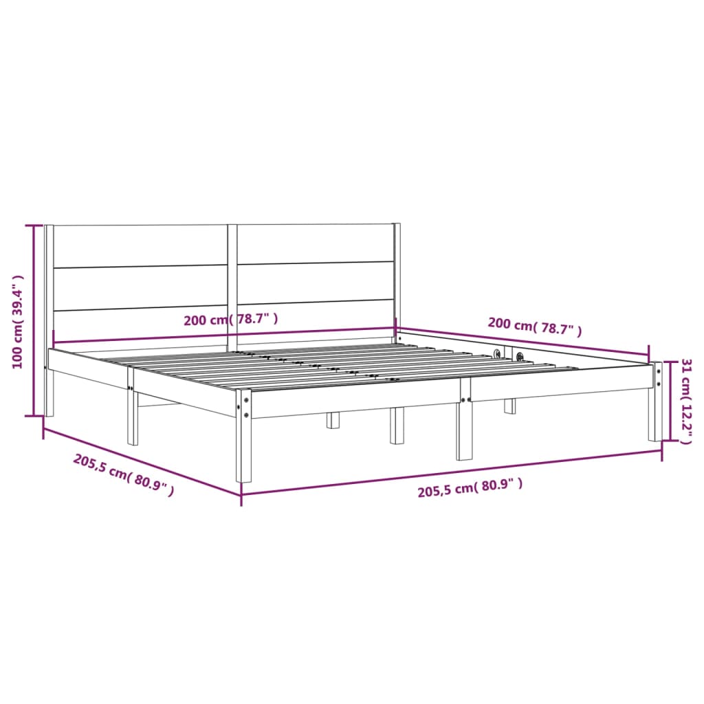 Bedframe zonder matras massief grenenhout wit 200x200 cm is nu te koop bij PeponiXL, paradijselijk wonen!