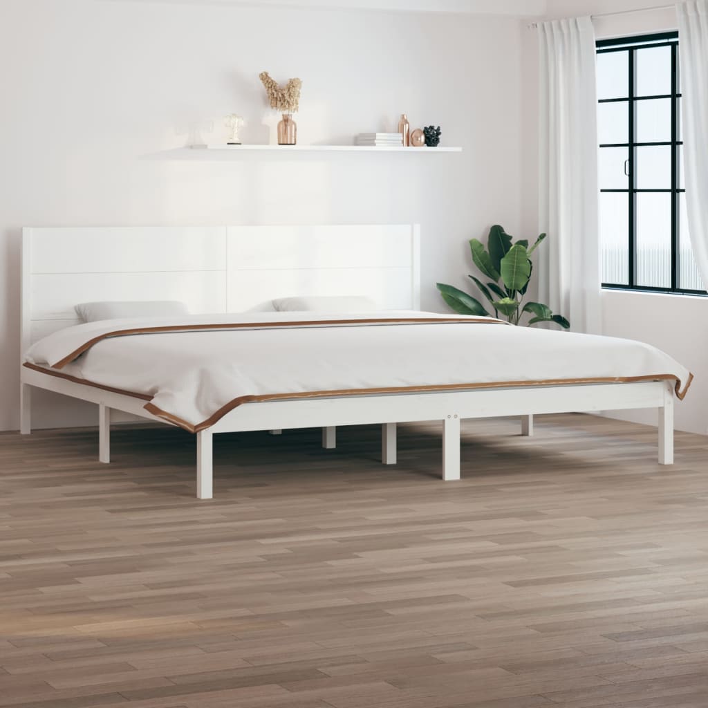 Bedframe zonder matras massief grenenhout wit 200x200 cm is nu te koop bij PeponiXL, paradijselijk wonen!