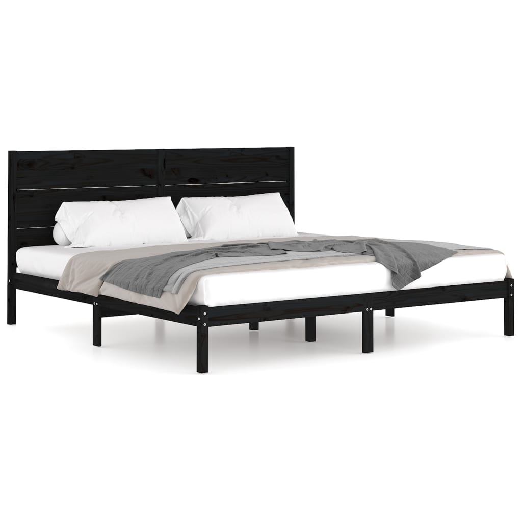 Bedframe massief grenenhout zwart 200x200 cm is nu te koop bij PeponiXL, paradijselijk wonen!