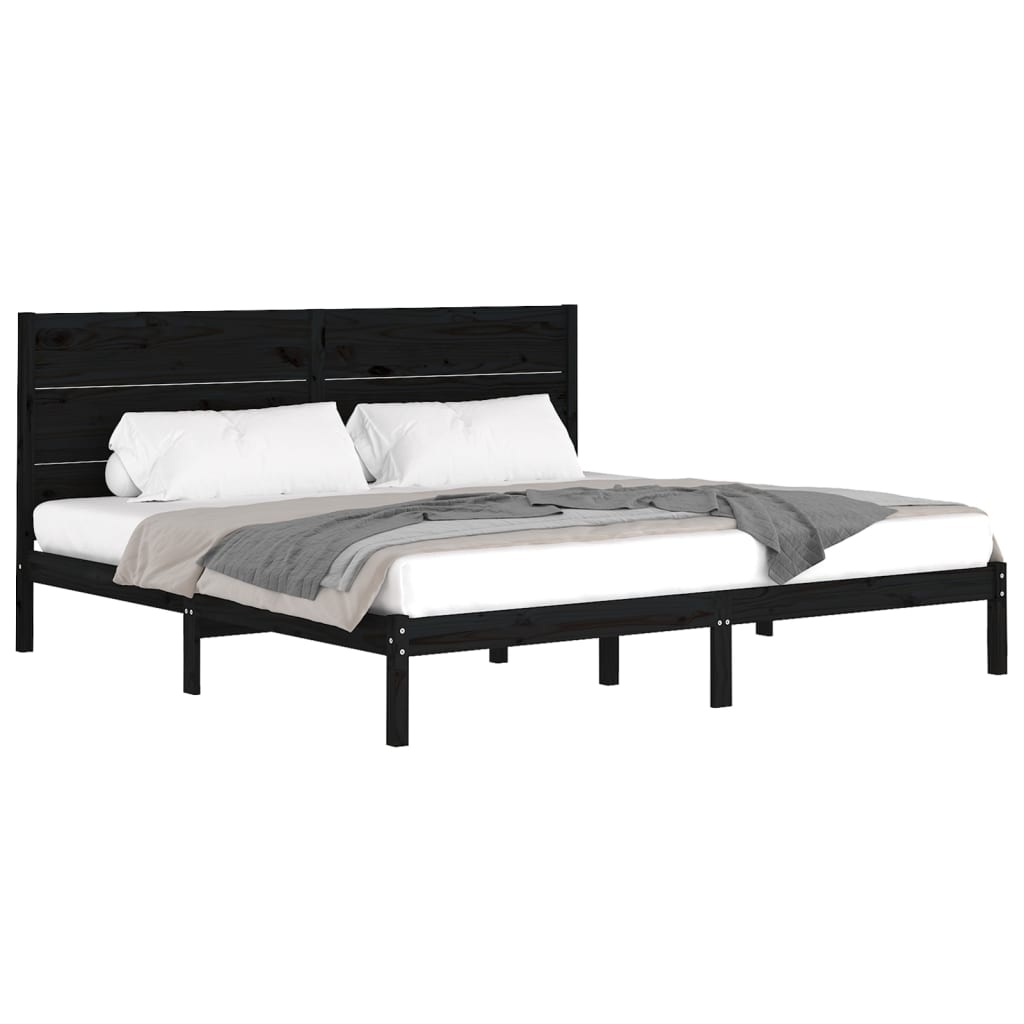 Bedframe massief grenenhout zwart 200x200 cm is nu te koop bij PeponiXL, paradijselijk wonen!