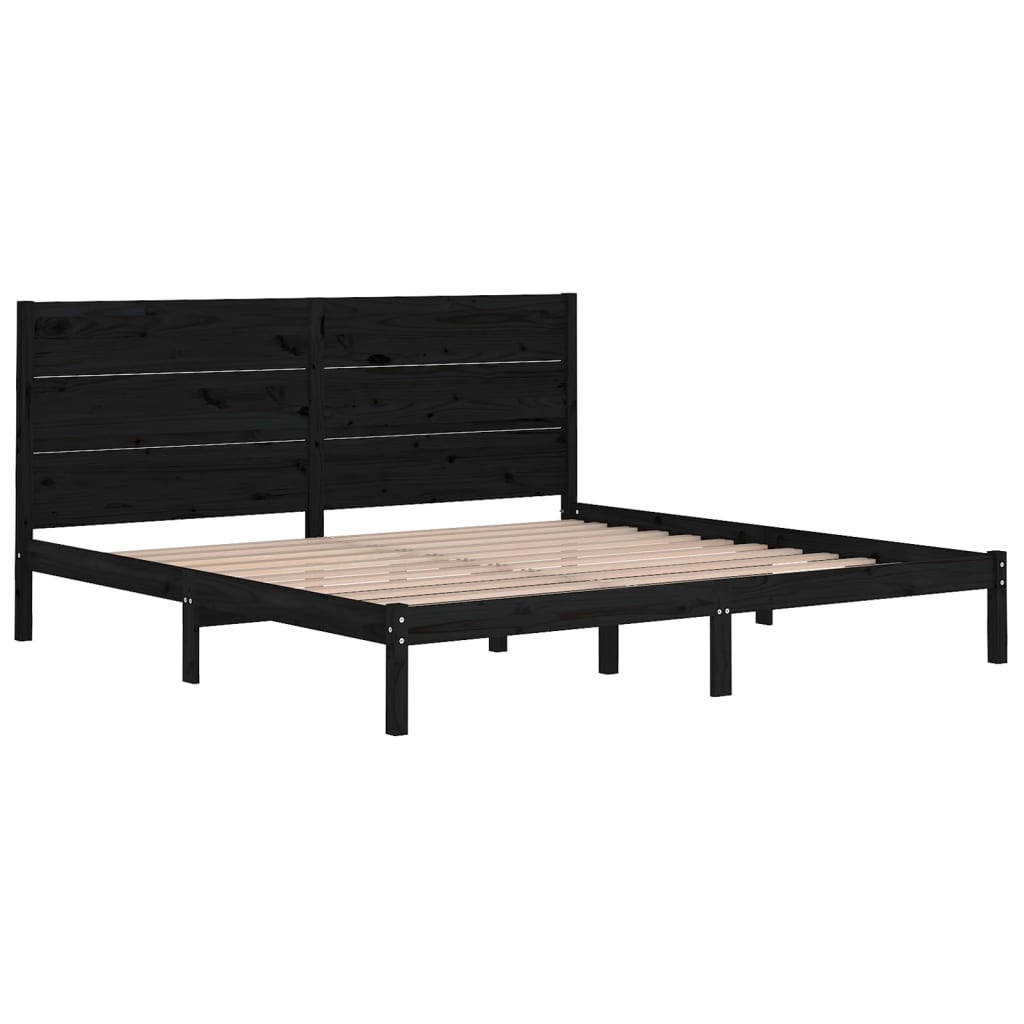 Bedframe massief grenenhout zwart 200x200 cm is nu te koop bij PeponiXL, paradijselijk wonen!
