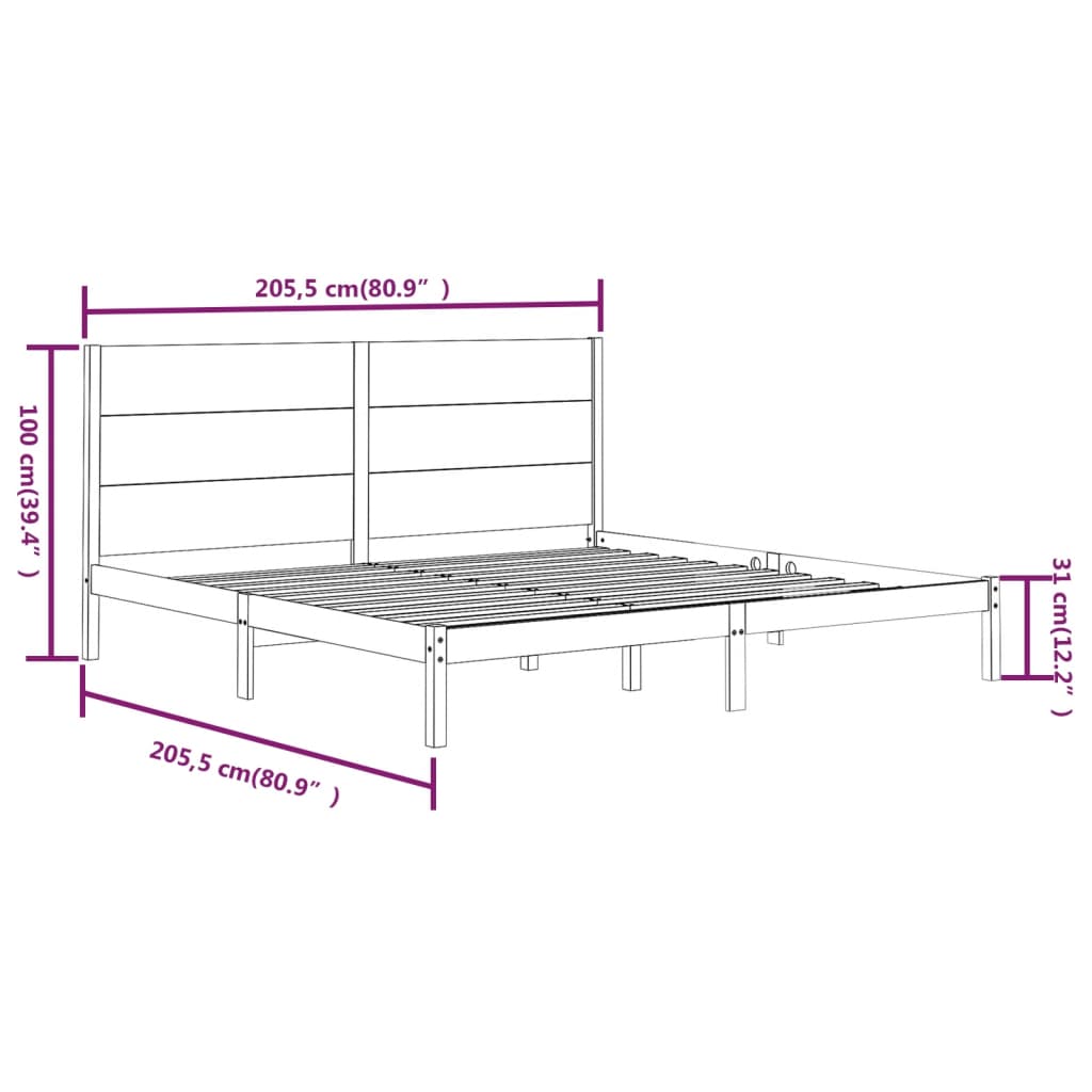 Bedframe massief grenenhout zwart 200x200 cm is nu te koop bij PeponiXL, paradijselijk wonen!