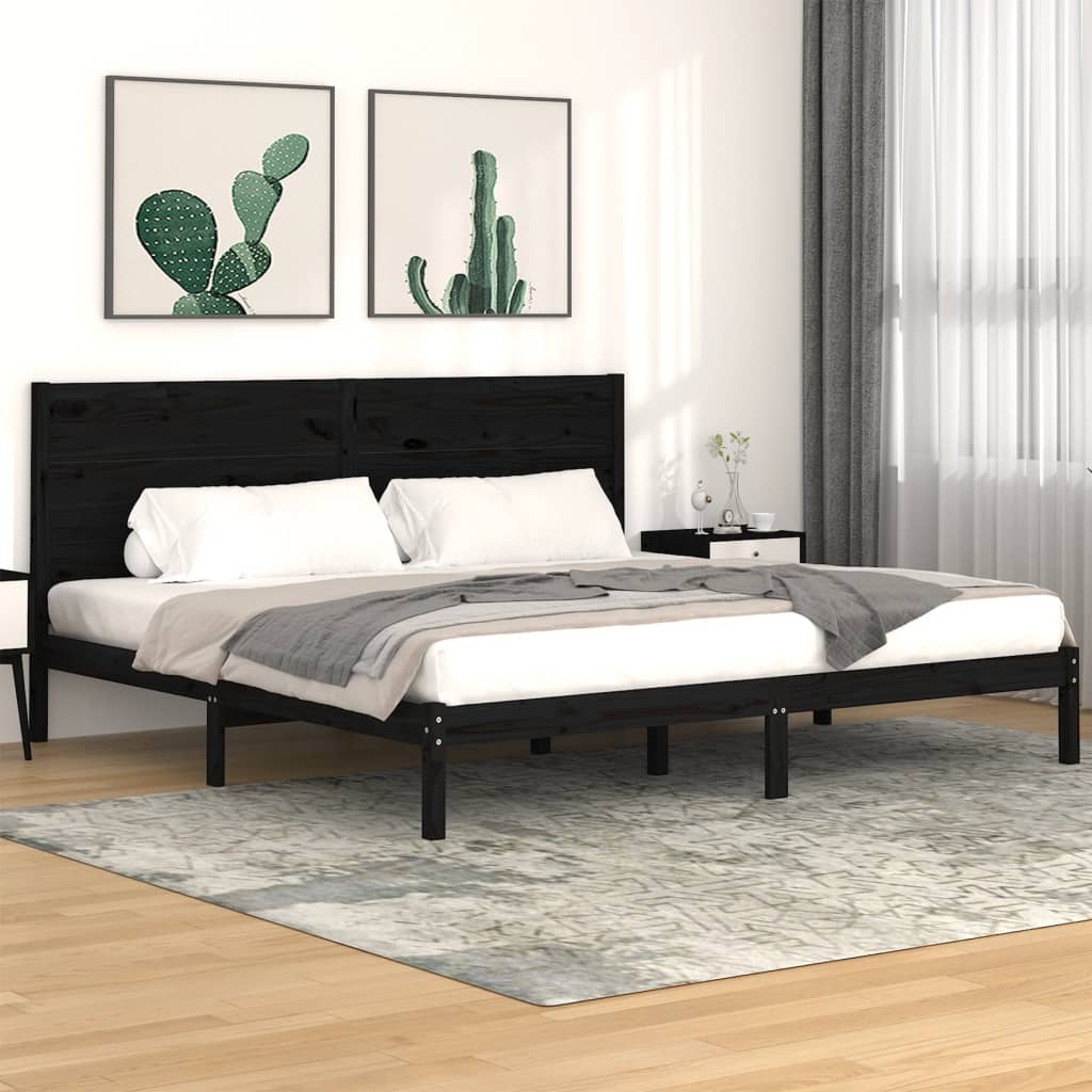 Bedframe massief grenenhout zwart 200x200 cm is nu te koop bij PeponiXL, paradijselijk wonen!
